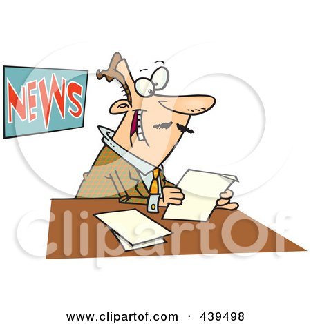 Royalty-Free (RF) Clip Art Illustration of a Cartoon News Anchorman Reading by toonaday