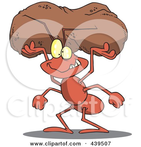 Royalty-Free (RF) Clip Art Illustration of a Cartoon Worker Ant Carrying A Crumb by toonaday