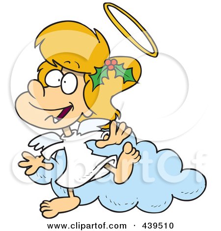 Royalty-Free (RF) Clip Art Illustration of a Cartoon Angel Girl With Holly In Her Hair by toonaday