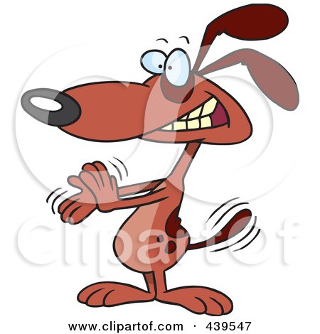 Royalty-Free (RF) Clip Art Illustration of a Cartoon Clapping Dog by toonaday