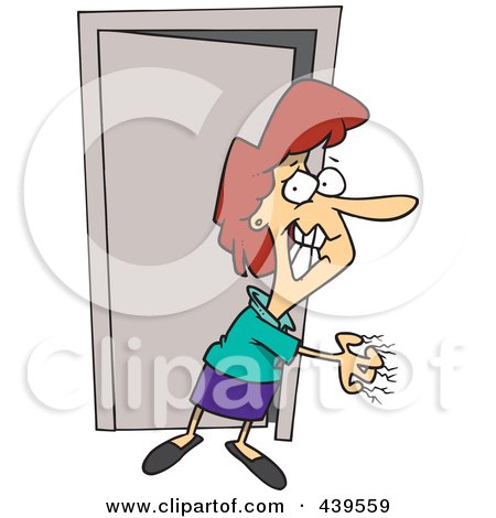Royalty-Free (RF) Clip Art Illustration of a Cartoon Anxious Woman Scratching A Wall by toonaday