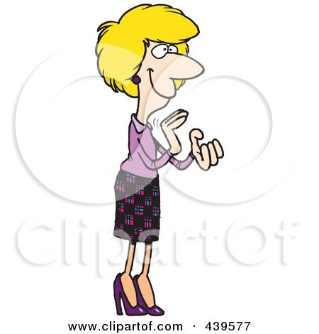 Royalty-Free (RF) Clip Art Illustration of a Cartoon Pleased Businesswoman Clapping by toonaday