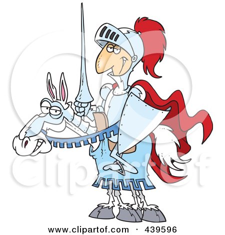 Royalty-Free (RF) Clip Art Illustration of a Cartoon Jouster Knight On His Horse by toonaday