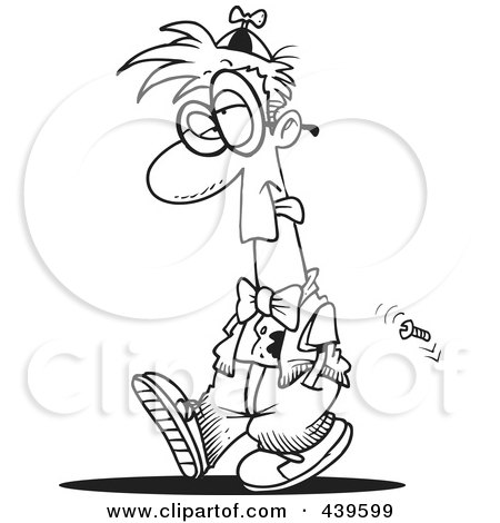 Royalty-Free (RF) Clip Art Illustration of a Cartoon Black And White Outline Design Of A Walking Fool by toonaday