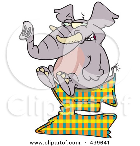 Royalty-Free (RF) Clip Art Illustration of a Cartoon Elephant Sitting On A Letter E by toonaday