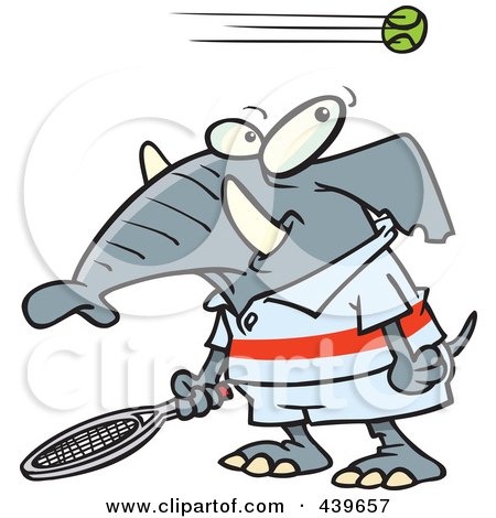 Royalty-Free (RF) Clip Art Illustration of a Cartoon Tennis Elephant by toonaday