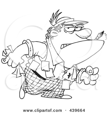 Royalty-Free (RF) Clip Art Illustration of a Cartoon Black And White Outline Design Of A Tough Editor by toonaday
