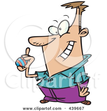 Royalty-Free (RF) Clip Art Illustration of a Cartoon Man Holding An Easter Egg by toonaday