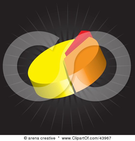 Clipart Illustration of a Yellow, Orange And Red 3d Pie Chart On A Black Background by Arena Creative