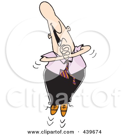 Royalty-Free (RF) Clip Art Illustration of a Cartoon Gleeful Businessman Jumping by toonaday
