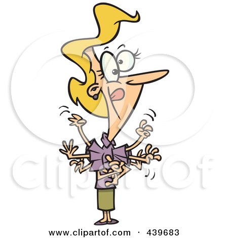 Royalty-Free (RF) Clip Art Illustration of a Cartoon Businesswoman Explaining And Gesturing With Her Hands by toonaday