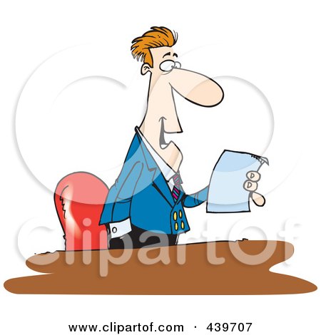 Royalty-Free (RF) Clip Art Illustration of a Cartoon Businessman Reading A Memo by toonaday