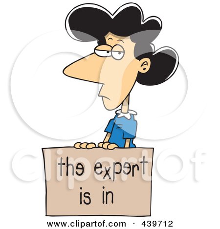 Royalty-Free (RF) Clip Art Illustration of a Cartoon Businesswoman With A Dyslexic Expert Sign by toonaday