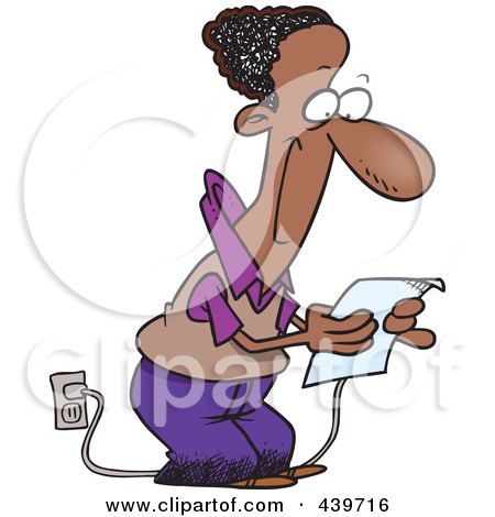 Royalty-Free (RF) Clip Art Illustration of a Cartoon Black Businessman Reading His Email by toonaday