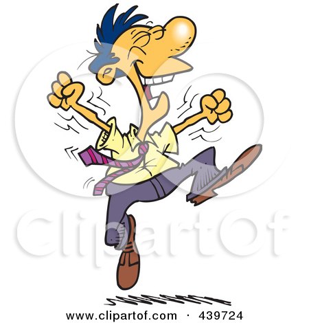 Royalty-Free (RF) Clip Art Illustration of a Cartoon Energetic Businessman Jumping by toonaday
