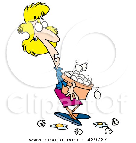Royalty-Free (RF) Clip Art Illustration of a Cartoon Woman Carrying Eggs In A Basket by toonaday