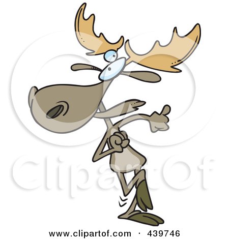 Royalty-Free (RF) Clip Art Illustration of a Cartoon Happy Dancing Moose by toonaday