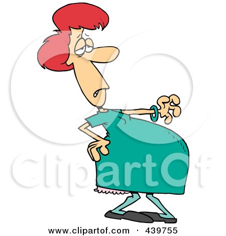 Royalty-Free (RF) Clip Art Illustration of a Cartoon Pregnant Woman Trying To Walk by toonaday