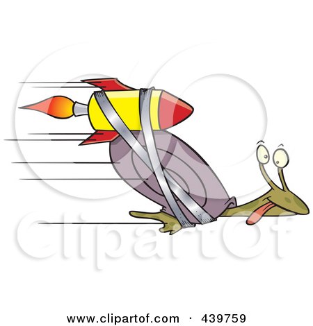 Royalty-Free (RF) Clip Art Illustration of a Cartoon Rocket Strapped Onto An Express Mail Snail by toonaday