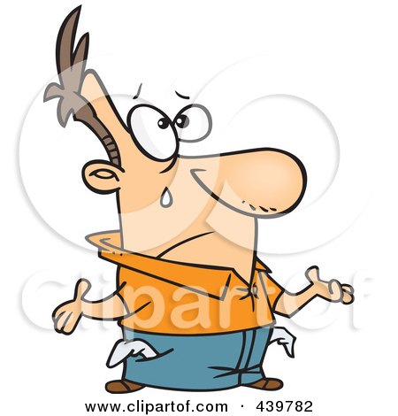 Royalty-Free (RF) Clip Art Illustration of a Cartoon Broke Man Crying With Turned Out Pockets by toonaday