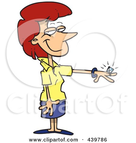 Royalty-Free (RF) Clip Art Illustration of a Cartoon Engaged Woman Showing Her Ring by toonaday