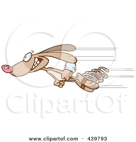 Royalty-Free (RF) Clip Art Illustration of a Cartoon Fast Rabbit Shooting Past With Springs by toonaday