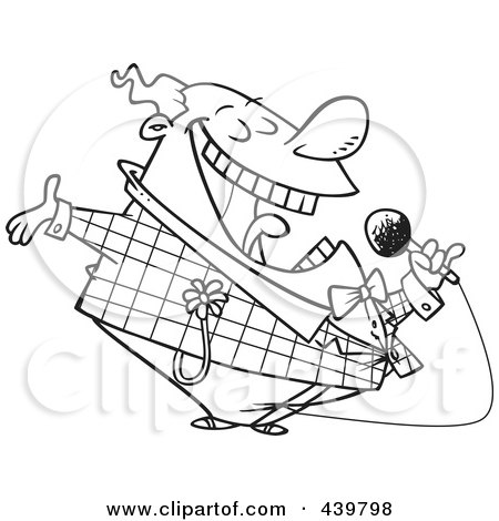 Royalty-Free (RF) Clip Art Illustration of a Cartoon Black And White Outline Design Of A Loud Entertainer by toonaday