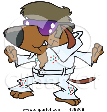 Royalty-Free (RF) Clip Art Illustration of a Cartoon Elvis Impersonator Dog Dancing by toonaday