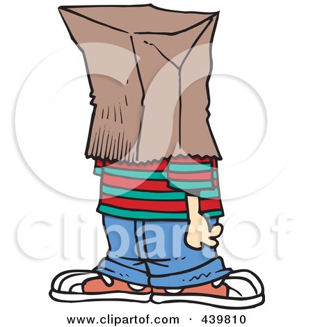 Royalty-Free (RF) Clip Art Illustration of a Cartoon Embarrassed Boy With A Bag On His Head by toonaday
