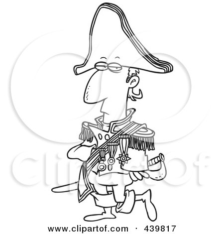 Royalty-Free (RF) Clip Art Illustration of a Cartoon Black And White Outline Design Of An Emperor by toonaday