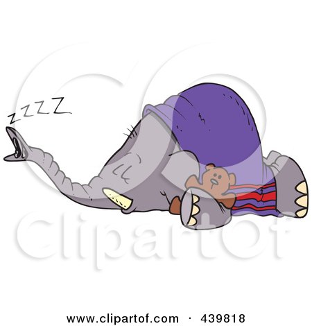 Royalty-Free (RF) Clip Art Illustration of a Cartoon Sleeping Elephant by toonaday