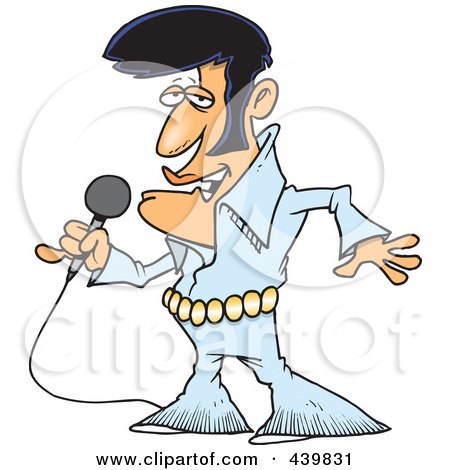 Royalty-Free (RF) Clip Art Illustration of a Cartoon Elvis Impersonator Singing by toonaday