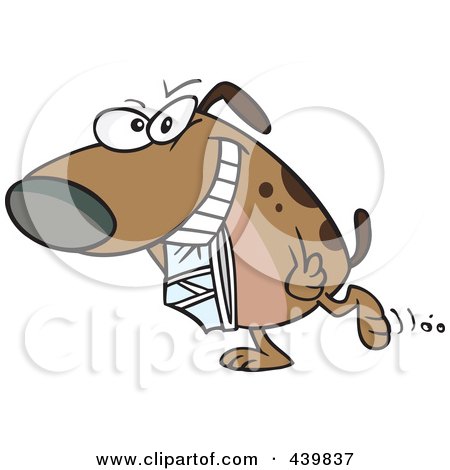 Royalty-Free (RF) Clip Art Illustration of a Cartoon Dog Carrying Underwear by toonaday