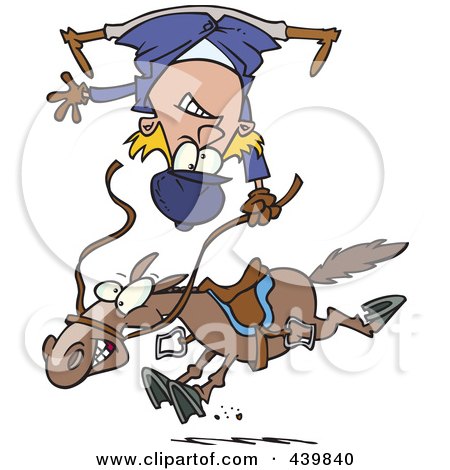 Royalty-Free (RF) Clip Art Illustration of a Cartoon Horse Throwing A Rider by toonaday