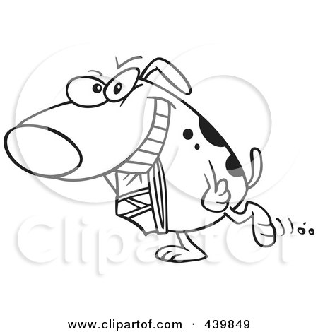 Royalty-Free (RF) Clip Art Illustration of a Cartoon Black And White Outline Design Of A Dog Carrying Underwear by toonaday