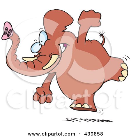 Royalty-Free (RF) Clip Art Illustration of a Cartoon Running Elephant by toonaday