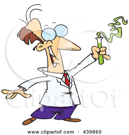 Royalty-Free (RF) Clip Art Illustration of a Cartoon Successful Scientist Holding Up A Test Tube by toonaday
