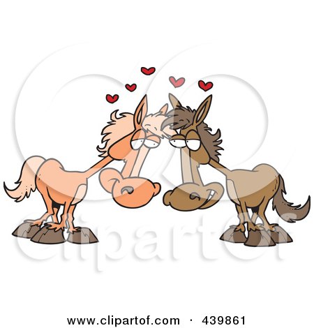 Royalty-Free (RF) Clip Art Illustration of a Cartoon Horse Pair In Love by toonaday