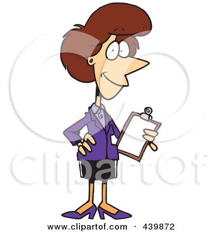 Royalty-Free (RF) Clip Art Illustration of a Cartoon Female Executive Holding A Clipboard by toonaday