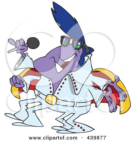 Royalty-Free (RF) Clip Art Illustration of a Cartoon Elvis Impersonator Alien Singing by toonaday