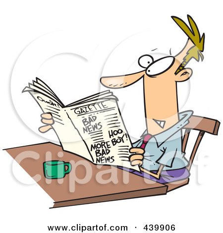 Royalty-Free (RF) Clip Art Illustration of a Cartoon Businessman Reading The Gazette by toonaday