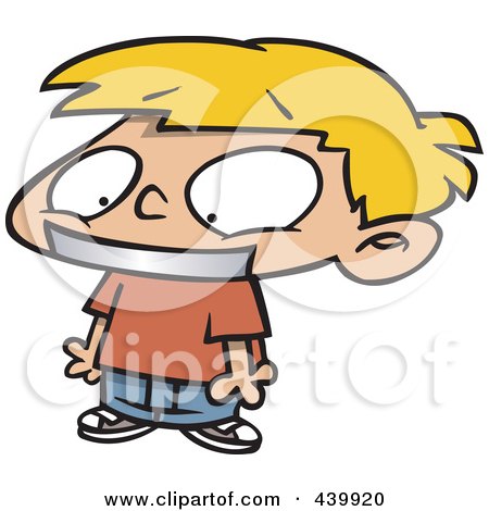 Royalty-Free (RF) Clip Art Illustration of a Cartoon Boy Gagged With Tape by toonaday