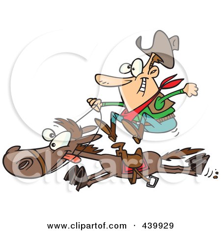 Royalty-Free (RF) Clip Art Illustration of a Cartoon Cowboy On A Galloping Horse by toonaday