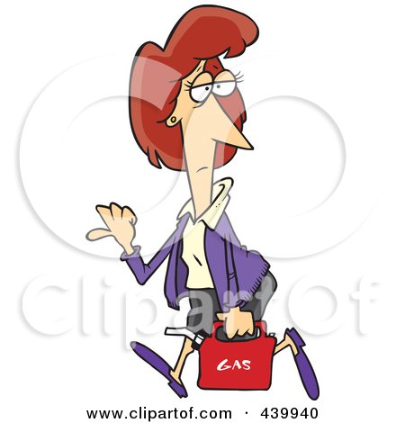 Royalty-Free (RF) Clip Art Illustration of a Cartoon Lady Hitch Hiking With A Gas Can by toonaday