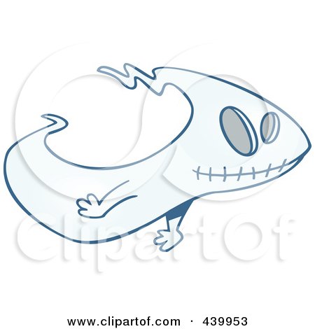 Royalty-Free (RF) Clip Art Illustration of a Cartoon Ghost With A Stitched Mouth by toonaday