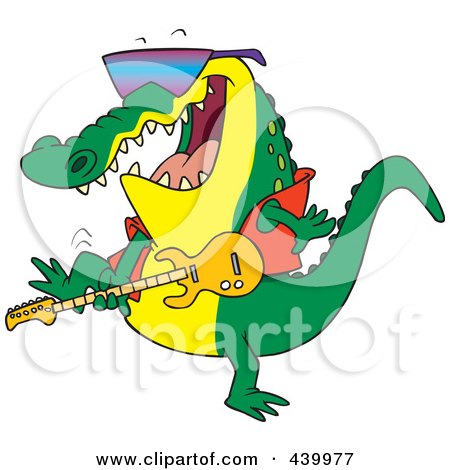 Royalty-Free (RF) Clip Art Illustration of a Cartoon Gator Guitarist by toonaday