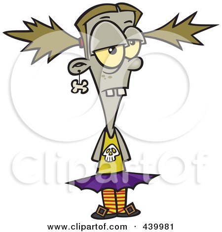 Royalty-Free (RF) Clip Art Illustration of a Cartoon Zombie Girl Standing With Her Hands Behind Her Back by toonaday