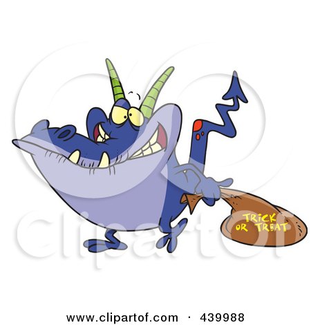 Royalty-Free (RF) Clip Art Illustration of a Cartoon Monster Trick Or Treating by toonaday