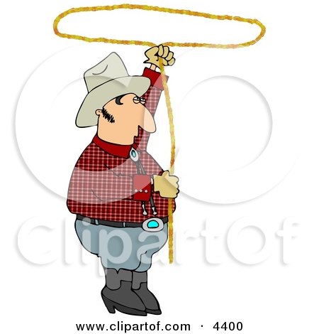 Cowboy Practicing with a Lariat Rope Clipart by djart