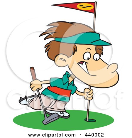 Royalty-Free (RF) Clip Art Illustration of a Cartoon Golfing Boy by toonaday